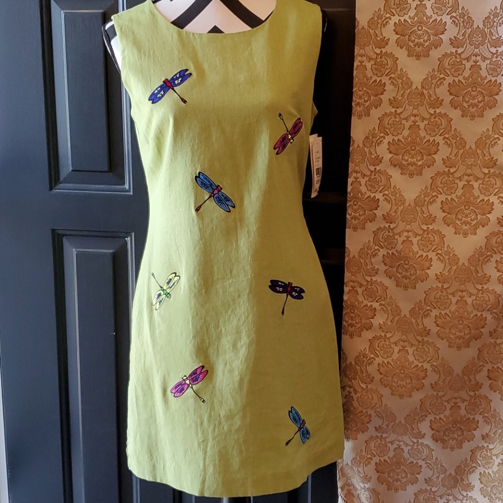 AGB Dragonfly Lined Sleeveless Dress NWT 6P